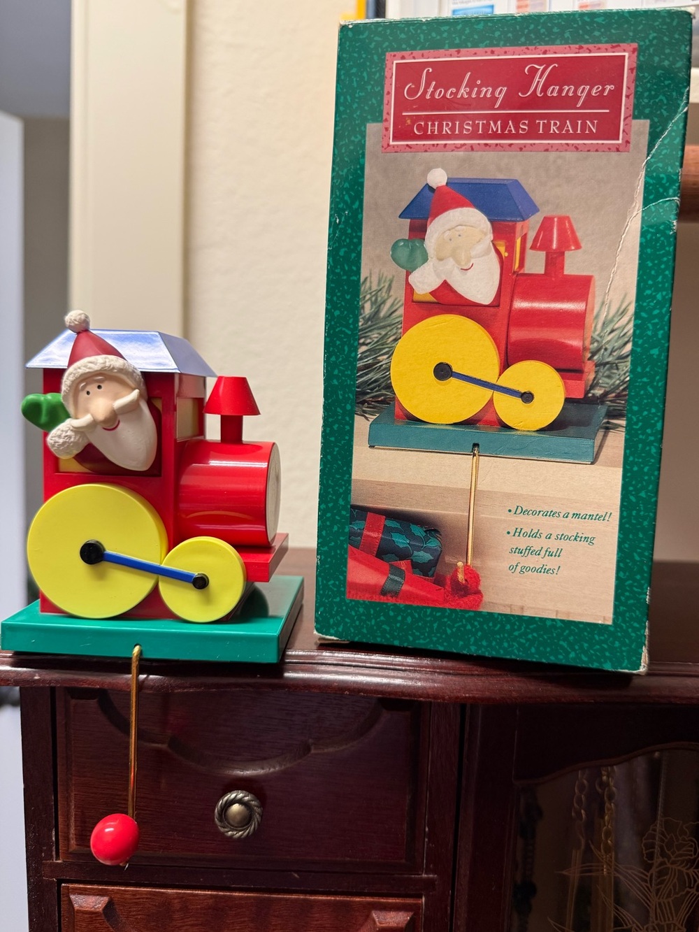 Hallmark Santa Christmas Train Stocking Hanger - Red, Yellow, Green, Blue